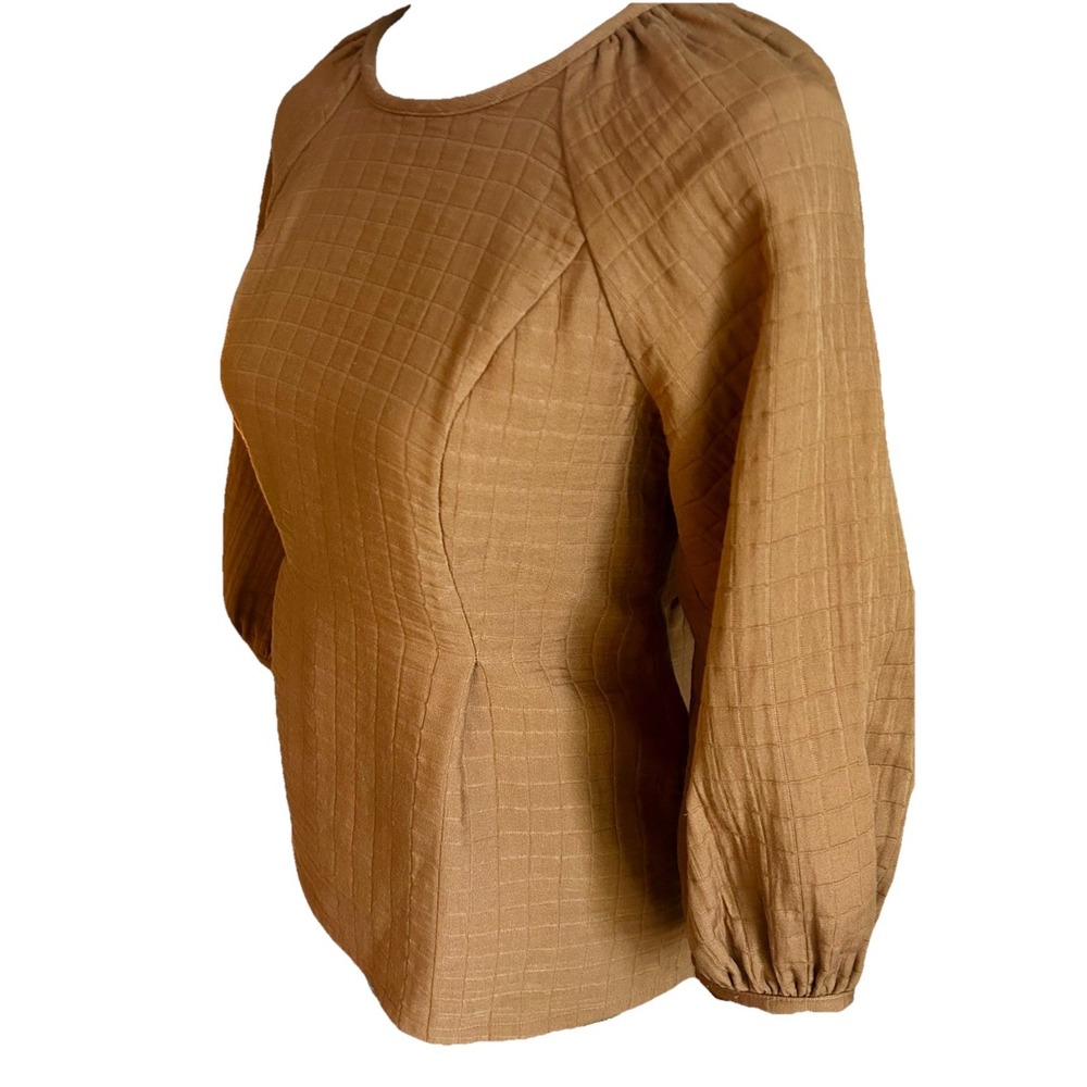 Levi's 3/4 Sleeve Quilted Tailored Cotton Terra Cotta Shirt Blouse Boho X-Small - Picture 2 of 11
